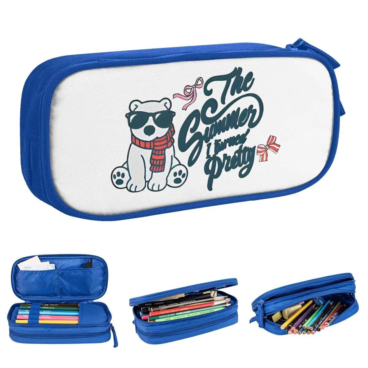 مقلمة الصيف التي تحولت إلى مقلمة جميلة لفريق الموضة كونراد الدب صندوق القلم حقيبة أطفال تخزين كبير مكتب سستة مقلمة #2