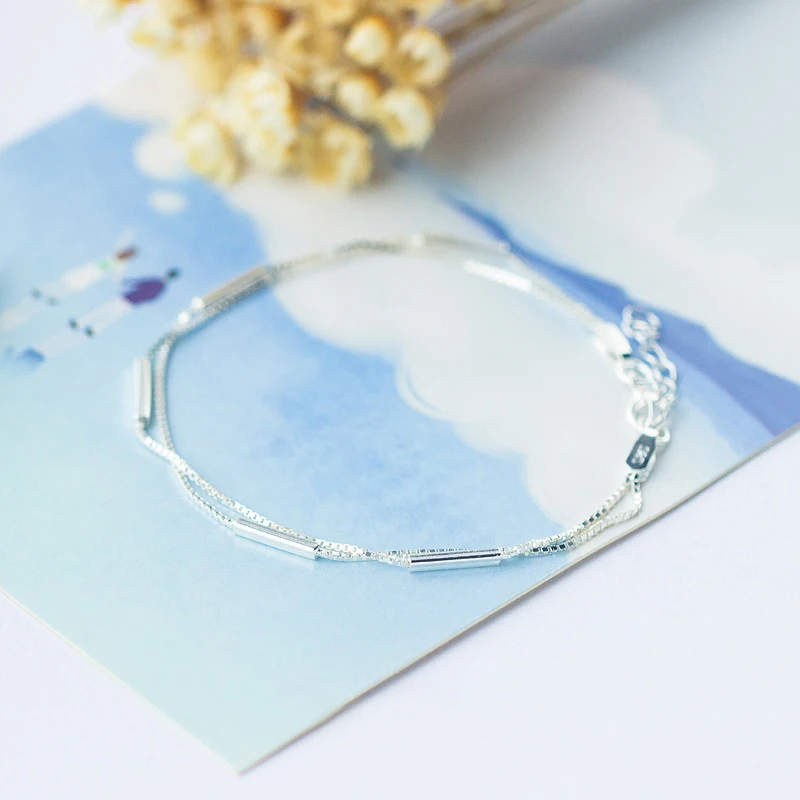 Modian New Arrive Simple Fashion 925 Sterling Silver Geometric Stick Bracelet for Women Snake Bone Chain Fine Jewelry Girl Gift