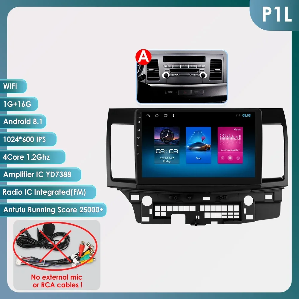 Hizpo Auto Intelligent Systemen Carplay Android Autoradio voor Mitsubishi Lancer 2007-2012 Multimedia Video Speler WIFI 8Core 6115 - afbeelding 1