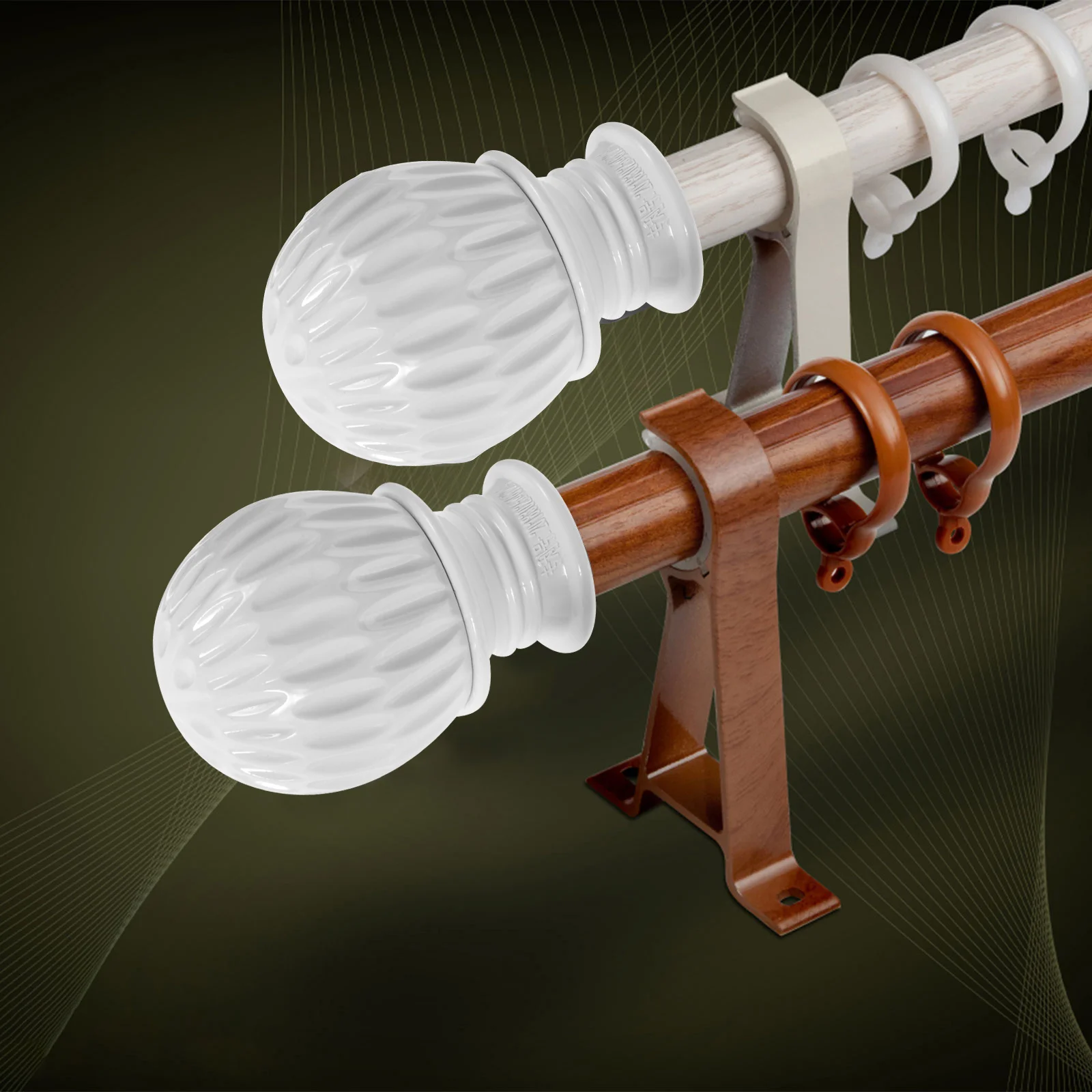 

2Pcs Curtain Rod Honeycomb Heads Elegant Decorative Ends Easy Install Roman Rod Accessories for Living Room Dining Bedroom