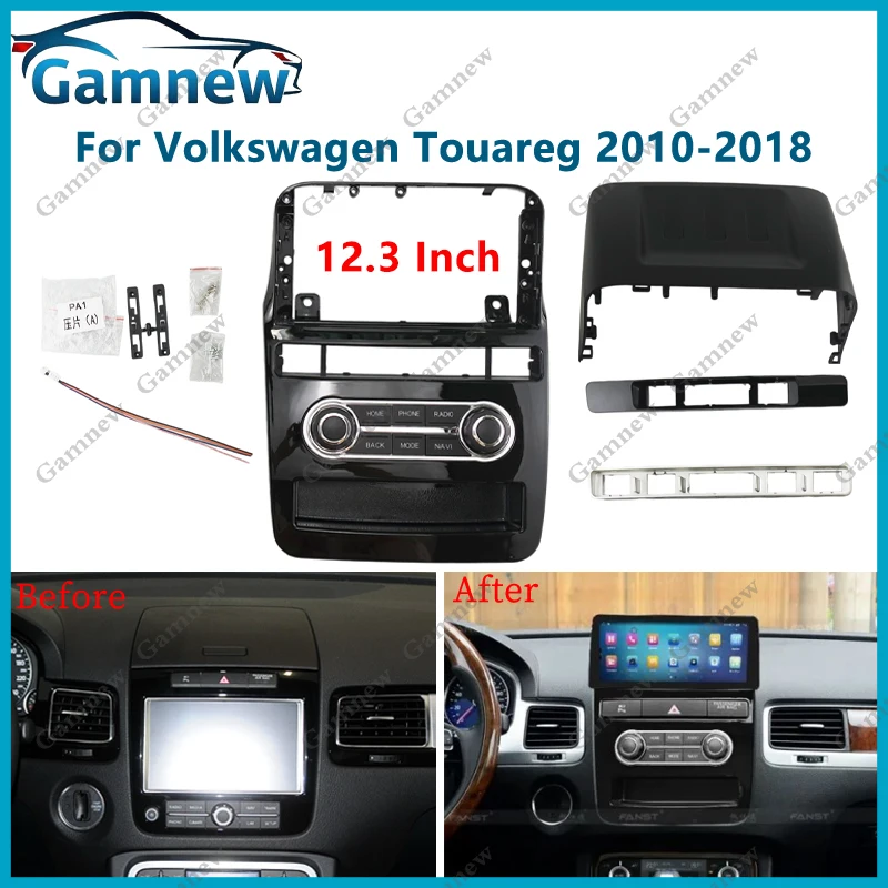 12.3 Inch Car Frame Fascia Adapter Android Radio Dash Panel Kit For Volkswagen Touareg 2010-2018