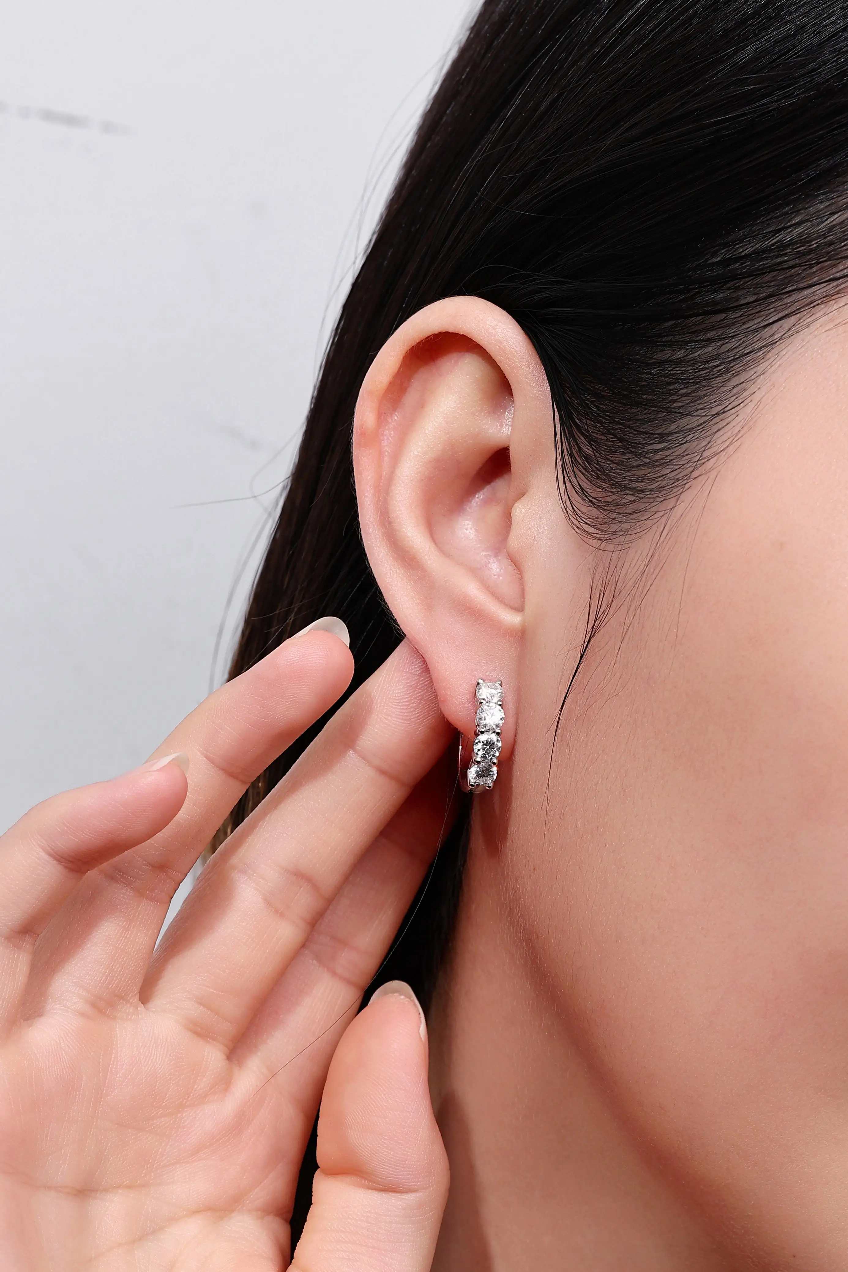 Custom Lab Grown Diamond Hoop Earrings 9K 14K Gold 2.0cttw 4mm VS Clarity D Color Anniversary Engagement Fine Jewelry for Women view 5