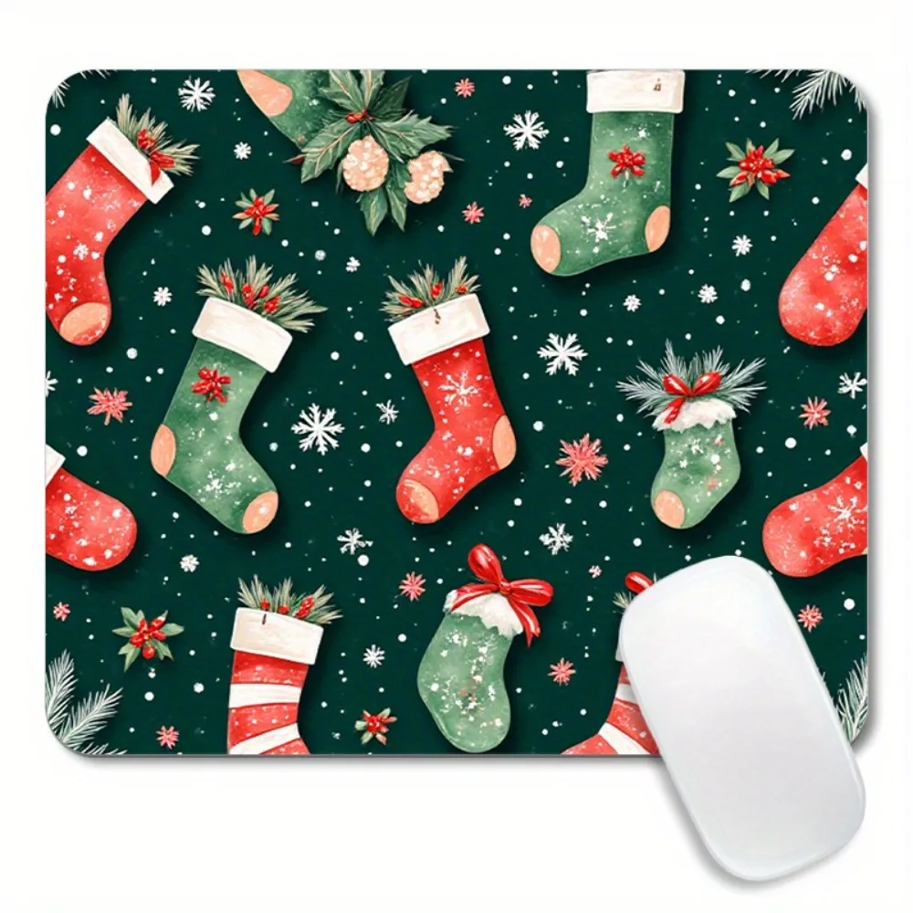 

The retro Christmas sock mouse pad is made of rubber, anti-slip and washable, suitable for both families and gamers