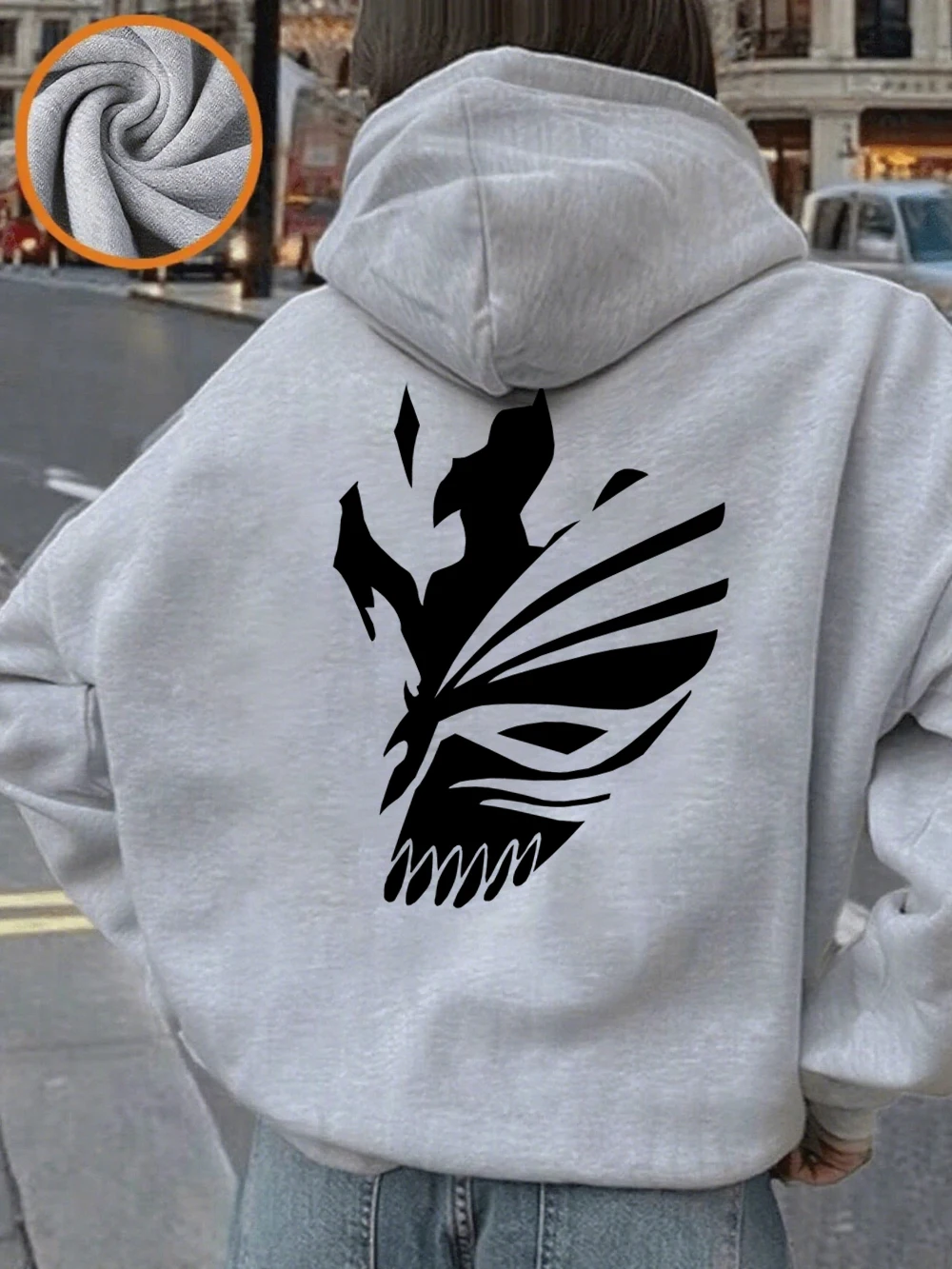 Bleach Ichigo Red Mask Printing Hoodies Damen Winter Fleece Warm Sweatshirt Casual Pocket Pullover Basics Lose Damenkleidung – Detail 12