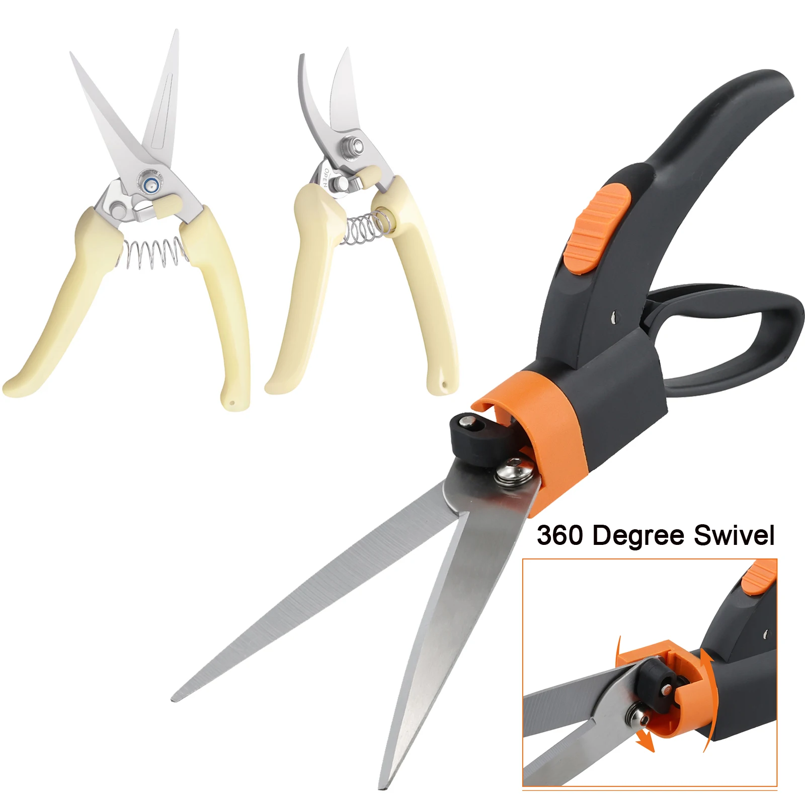 

Секаторы для травы и кустарников с лезвием, вращающимся на 360 градусов, из нержавеющей стали, для обрезки растений