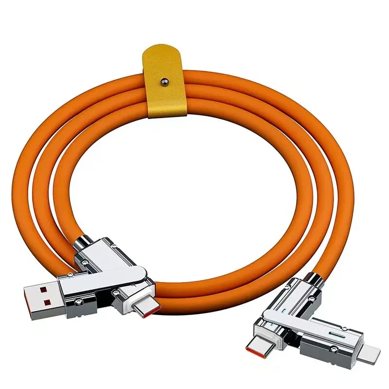 4 in 1 Silikon Typ C zu Typec Kabel 2-in-2 66w USB C PD Schnell ladekabel für iPhone 14 13 12 11 Pro Max iPad Xiaomi Samsung