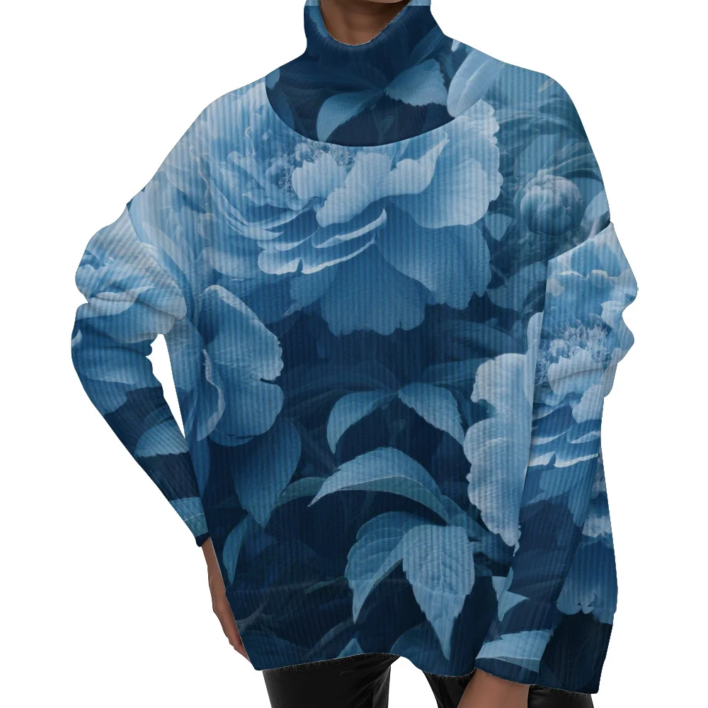 

Свитер с высоким воротником на Хэллоуин, повседневный женский свитер с узорами на Хэллоуин, новинка 2025, женский свитер с длинными рукавами