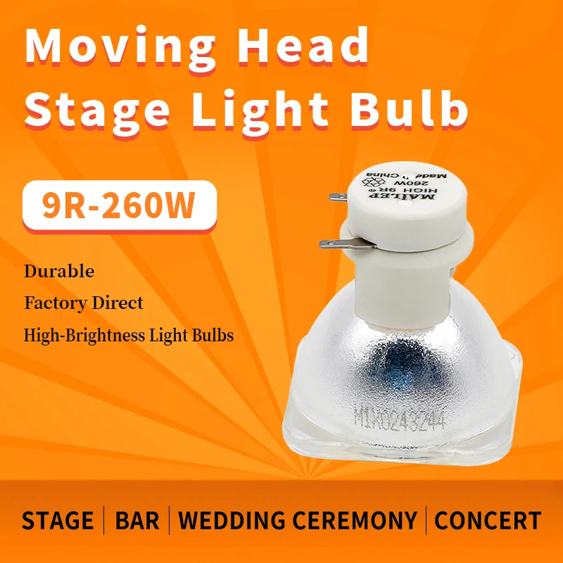 

High brightness Lampada 9R 260W Lamp Moving Head Light Beam Light Stage Lamp Platinum Metal Halogen bulb 260w 9R Spot Lamp