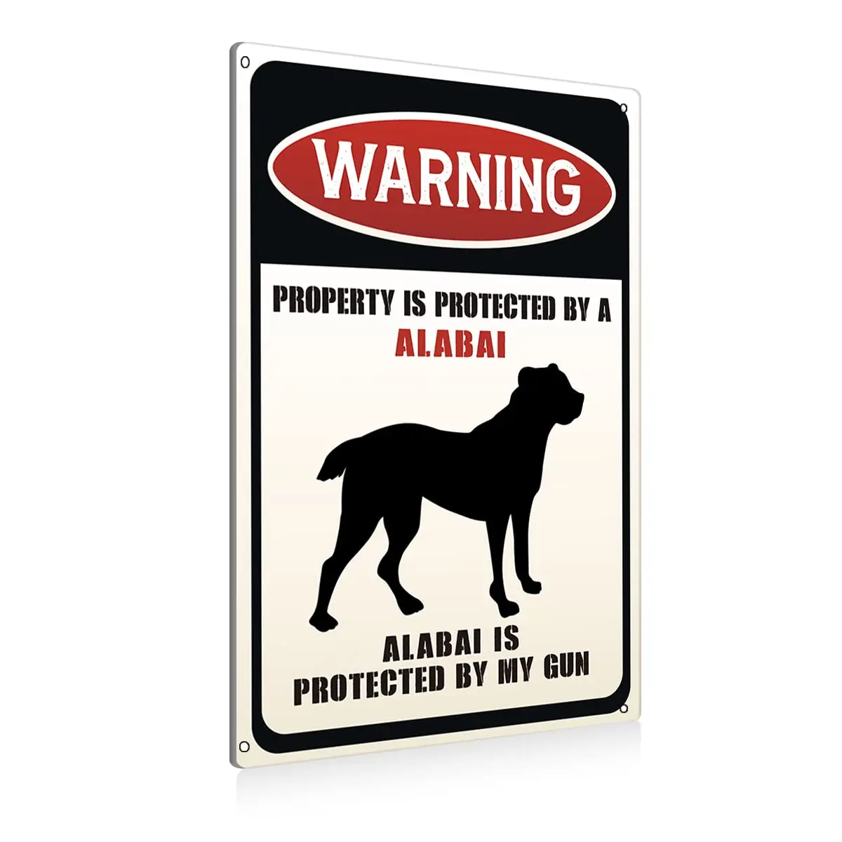 Funny Dog Warning Metal Tin Signs Wall Art Decor Property Is Protected By A Alabai Sign for Home Decor Gifts To Indoor And