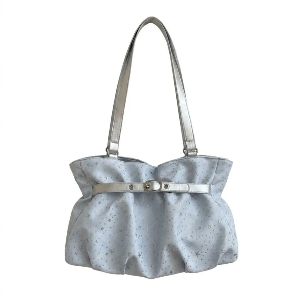 Casual Nylon Star Print Handbag Hobo Solid Color Women Tote Bag Large Capacity Korean Style Underarm Shoulder Bag Daily