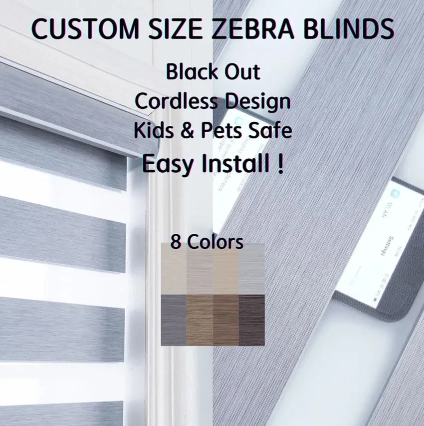 

Modern 8 Colors Cordless Zebra Blind Free-Stop Sping Roller Shades Cotton Linen Window Curtains For Living Room