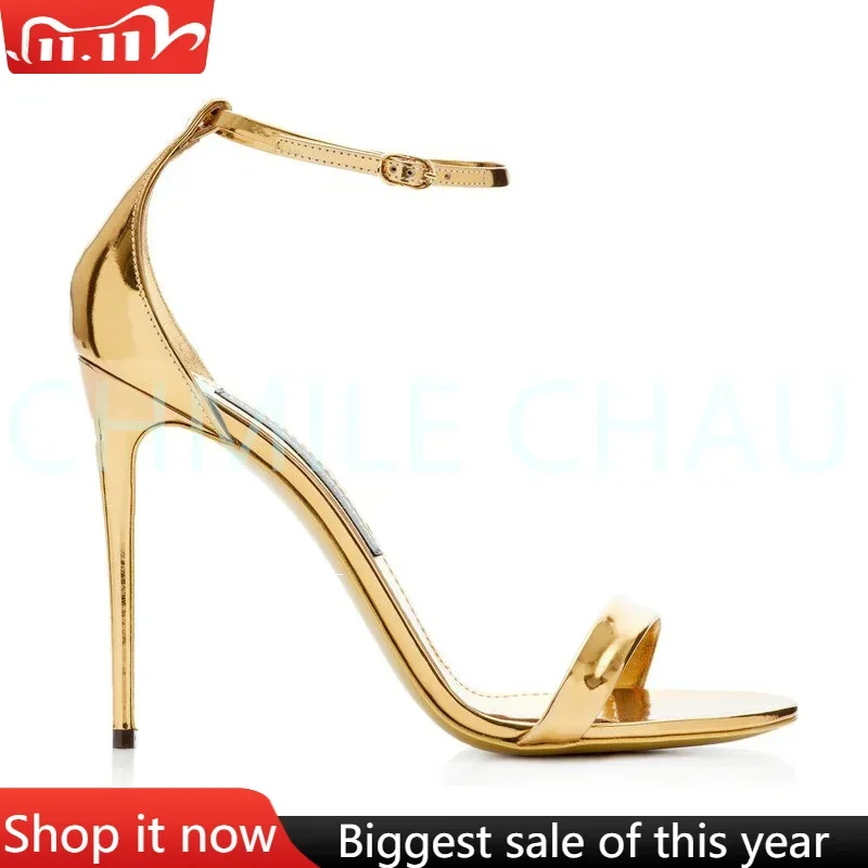 

【Measure your feet length before order】Luxury Designer Women Sandals Stiletto High Heel Ankle Strap Sexy Fetish Shoes 50-CHC-30