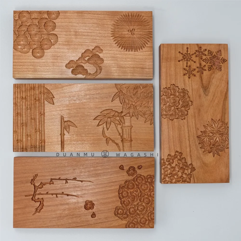 

handmake 4 design available Japanese wagashi tool fruit design wooden press modelling shaping board