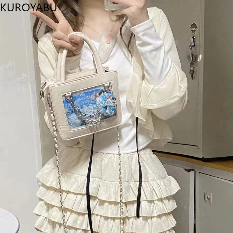 Fashion PU Cute Y2k Bag for Woem 2023 All Match Transparent Crossbody Bags Teenage Girls Japanese Simple Sweet Lolita Handbags