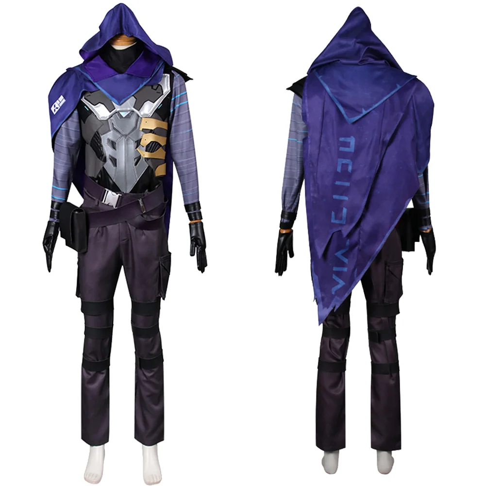 Game Valorant Omen Cosplay Men Fantasia Costume Male Cloak Gloves Combat Uniform Set Boys Halloween Carnival Party Role Suit