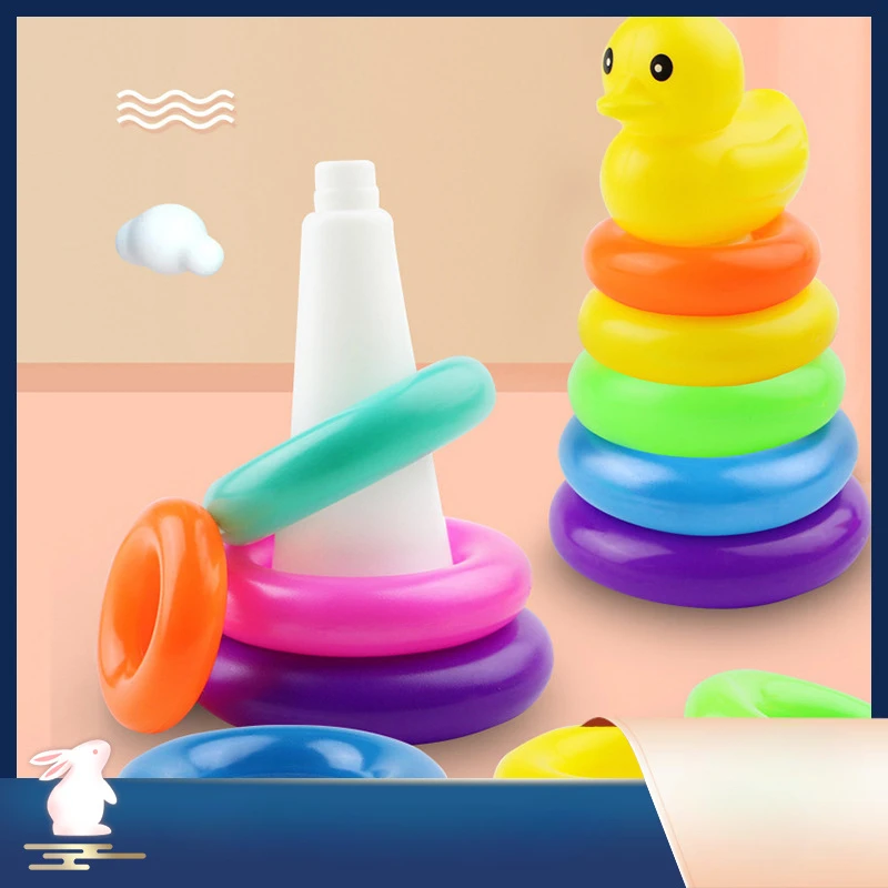 

Baby puzzle development rainbow tower nesting toys 0-3 years old baby tumbler toys Color Stacking Rings Cups Toy Kids Toddler