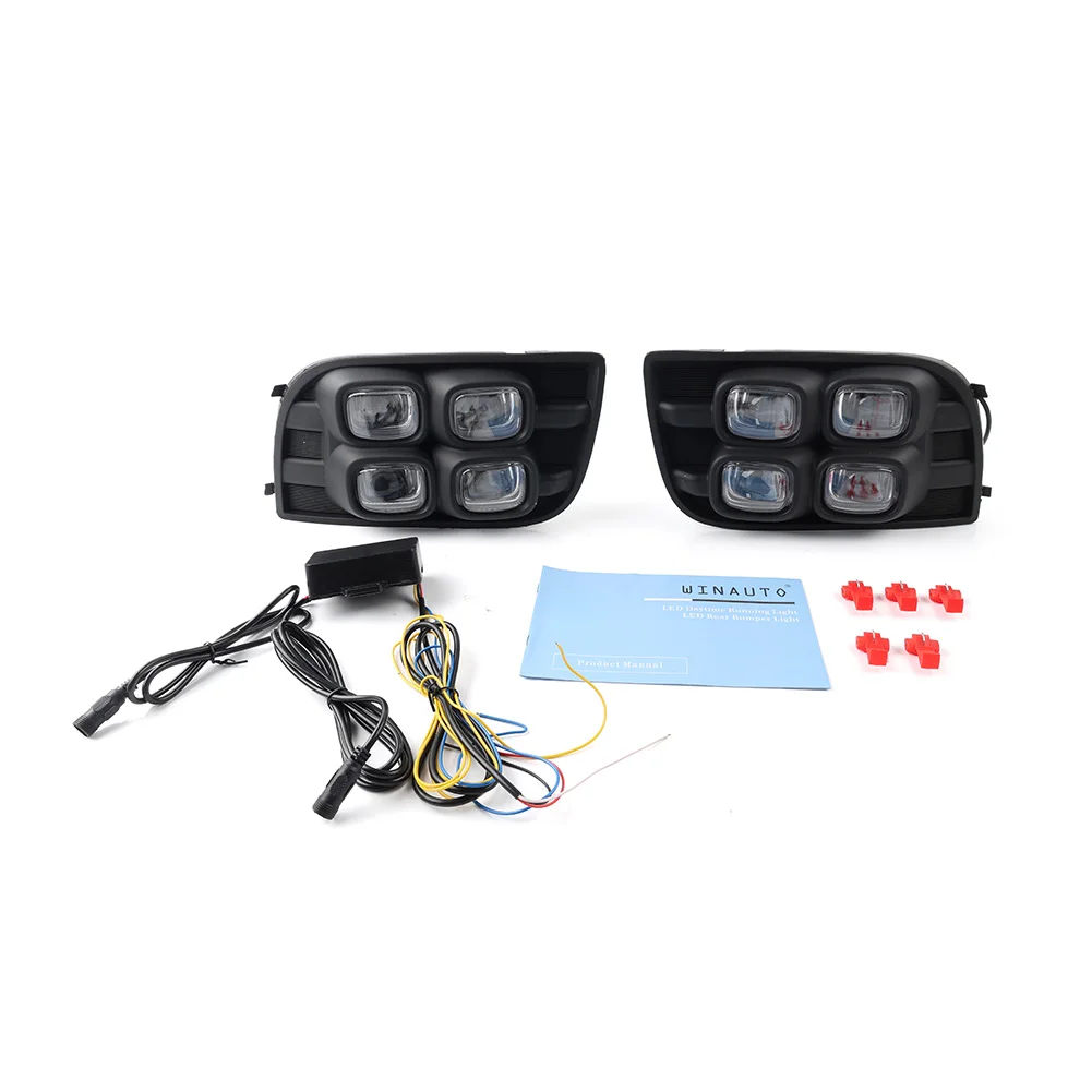 Car Front LED Running Light Daytime Fog Lamp Turn Signal For Toyota Sequoia XK60 SR5 Limited Platinum 08-17 ABS Black