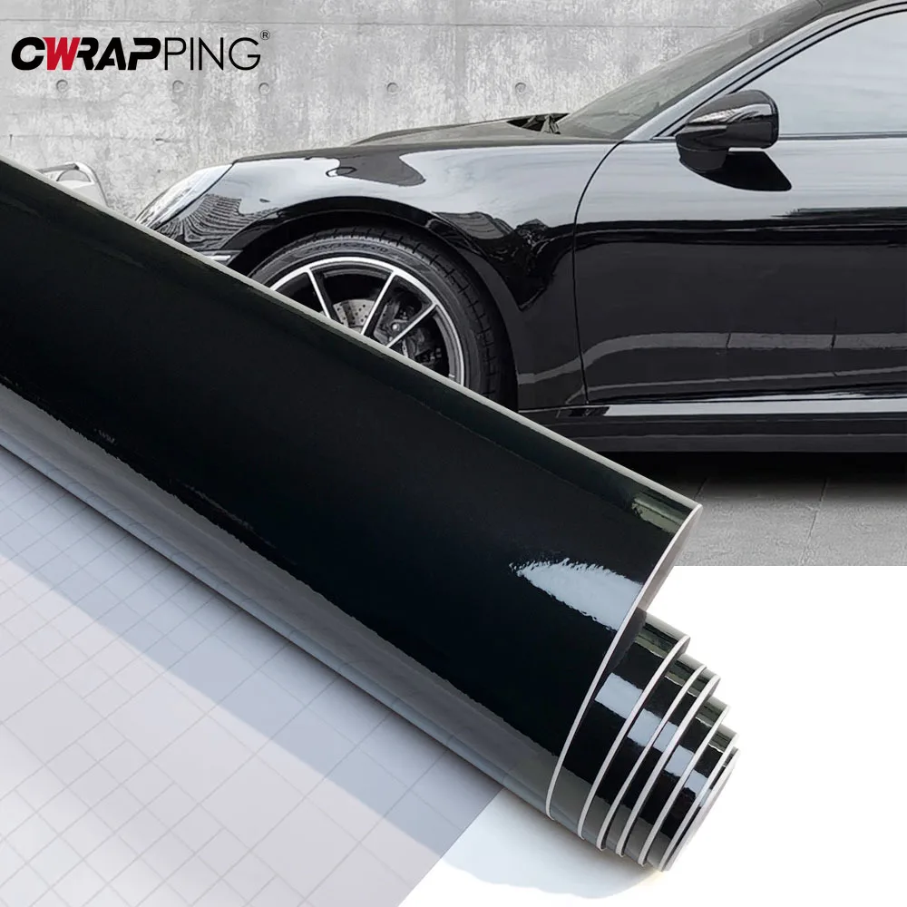 Car Piano Black Glossy Vinyl Wrap Film Gloss Black Self Adhesive Vinyl Sticker Bubble Free Vehicle Window Trim Mirror for Car