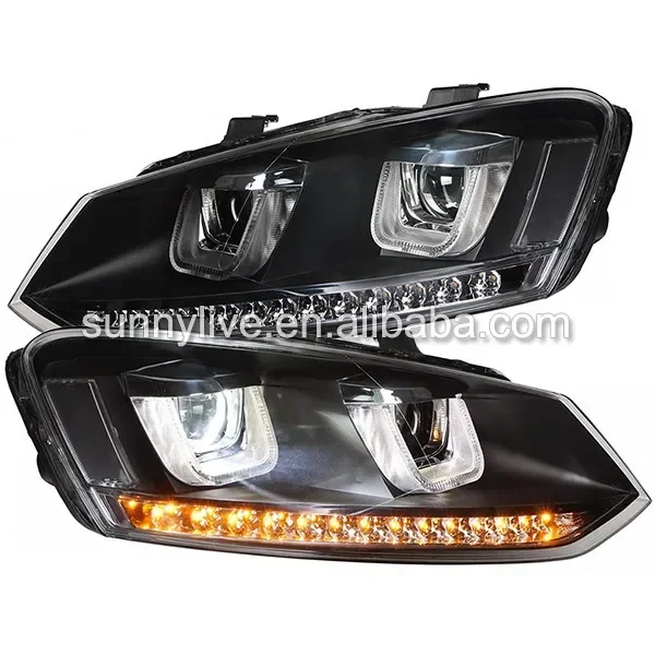 AIROW For VOLKSWAGEN Polo Mk5 Vento Cross Polo LED Head Lamp 2010-14 Year U Style LF