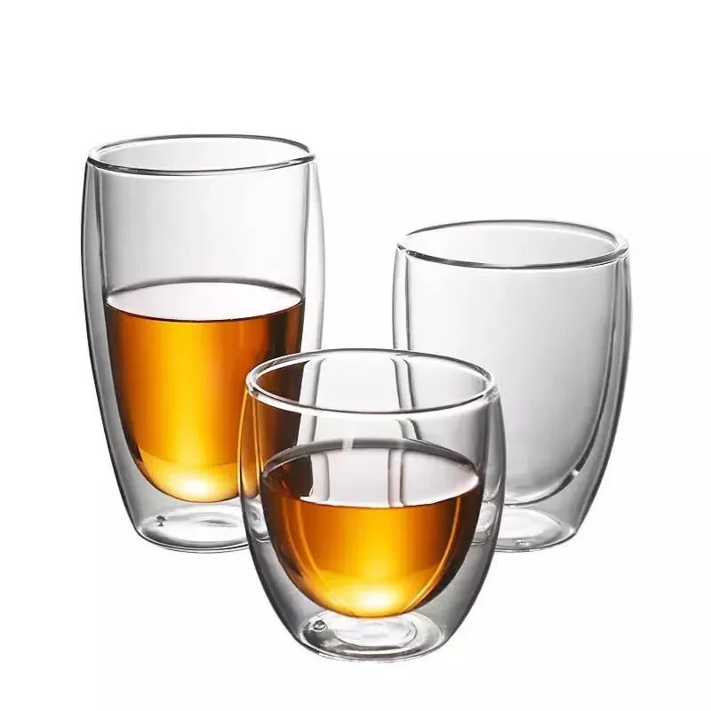 Double Wall Glass Coffee Glass Transparent Tea Cup Set Glass Coffee Cup Set Gift Household Drinkware 150/250/350/450/ml