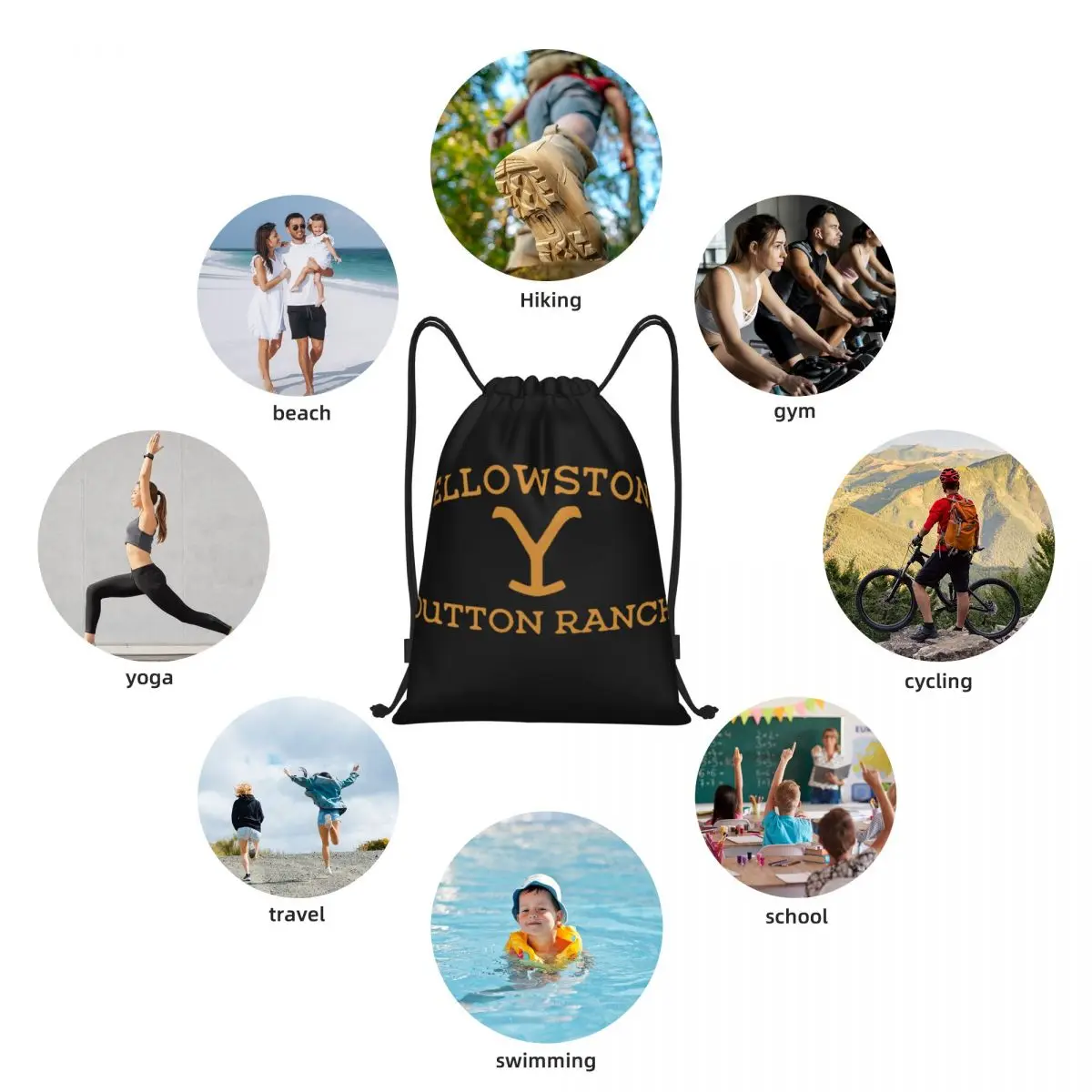 Cool Yellowstone Dutton Ranch Portable Drawstring Bags Backpack Storage Bags Outdoor Sports Traveling Gym Yoga