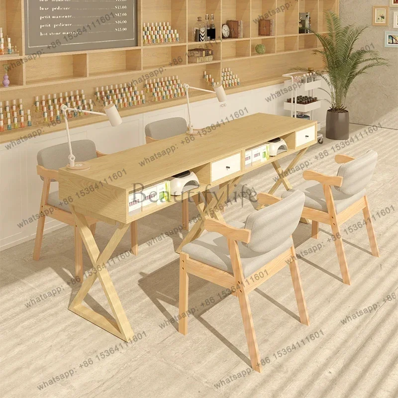 FG Modern Rustic Manicure Table Eclectic Trendy Minimalist Unique Nail Table With Storage Multifunctional Mesa Manicura Furnitur 6