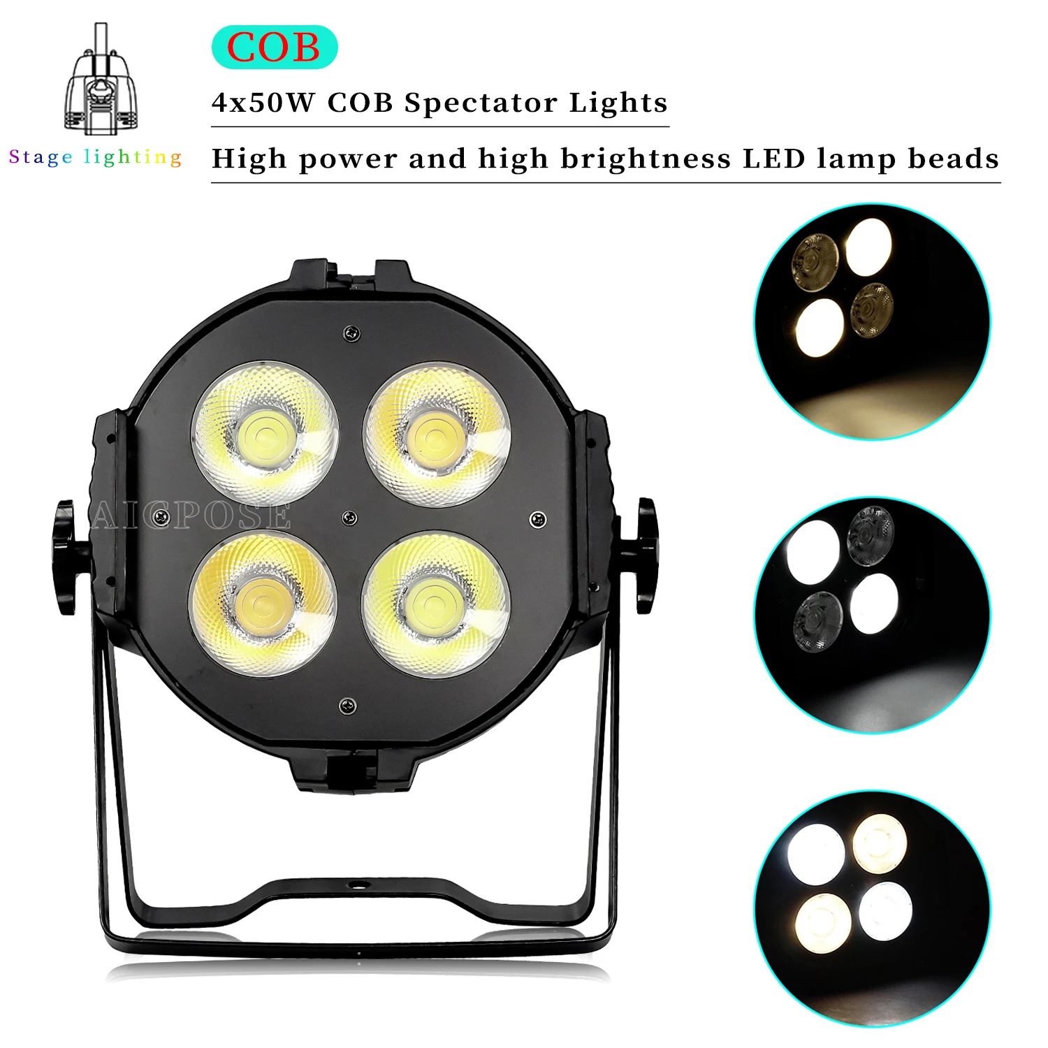 4-10pcs/4x50W 4 Eye Strobe Stage Light High Brightness COB Cool White Warm White Audience Light DMX Control DJ Stage Lighting