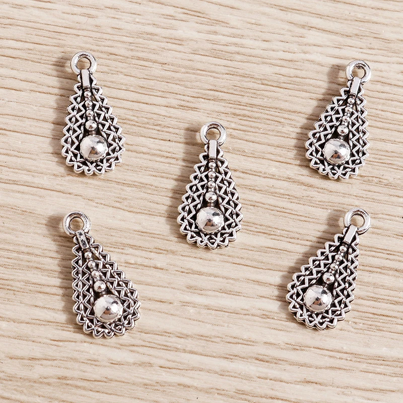 Tusember 50 Stück hohle, wassertropfenförmige Anhänger aus Legierung für handgefertigte Halsketten, Ohrringe, Damenschmuck, Accessoires – Detail 5