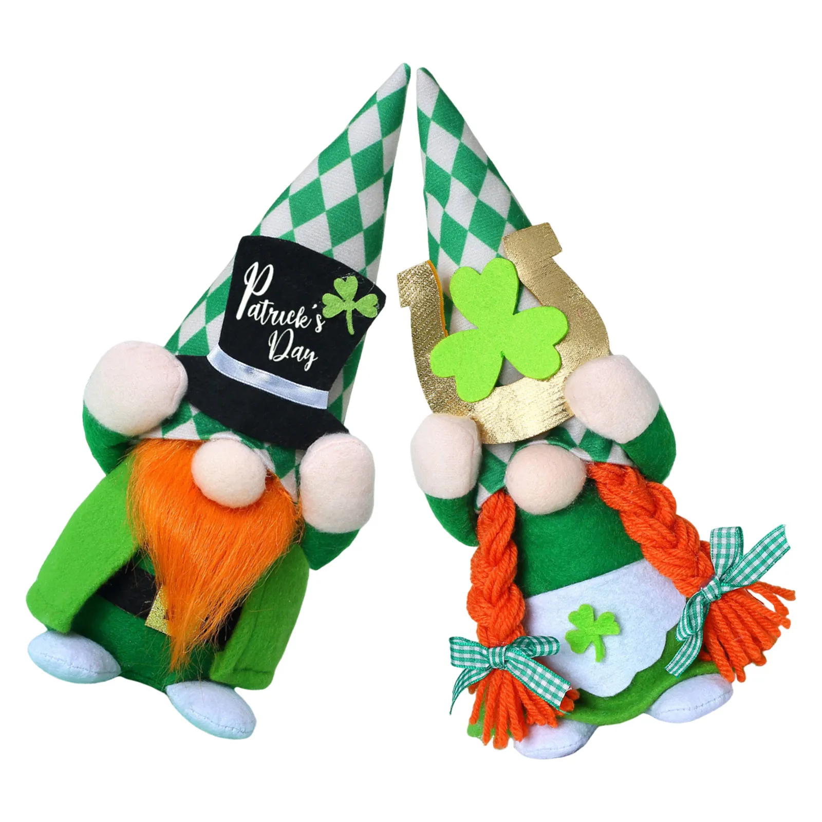 2Pcs Day Shamrock Gnomes Green Irish Leprechaun Tomte Elf Decorations Tabletop Home Decor Irish Ornaments