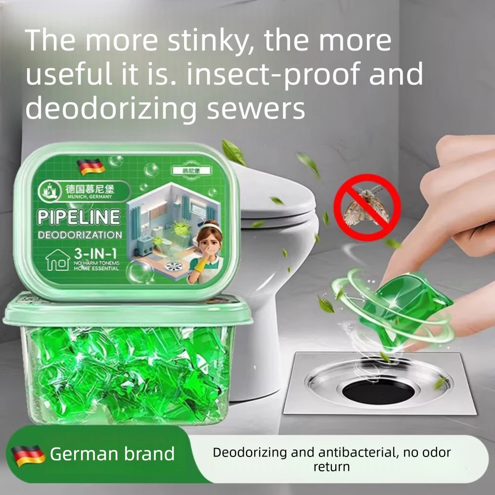 Pipeline Deodorization Beads,Sewer Pipe Deodorizing Beads,Bathroom Sink Smell Remover,Universal Fit,For Kitchen,Bathroom,Laundry