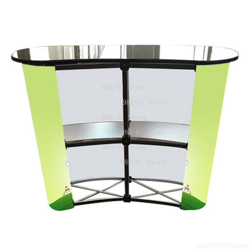 

2×2 Portable Pop Up Exhibition Counter, Trade Show Booth Podium Stand with Wall and Carry Bags