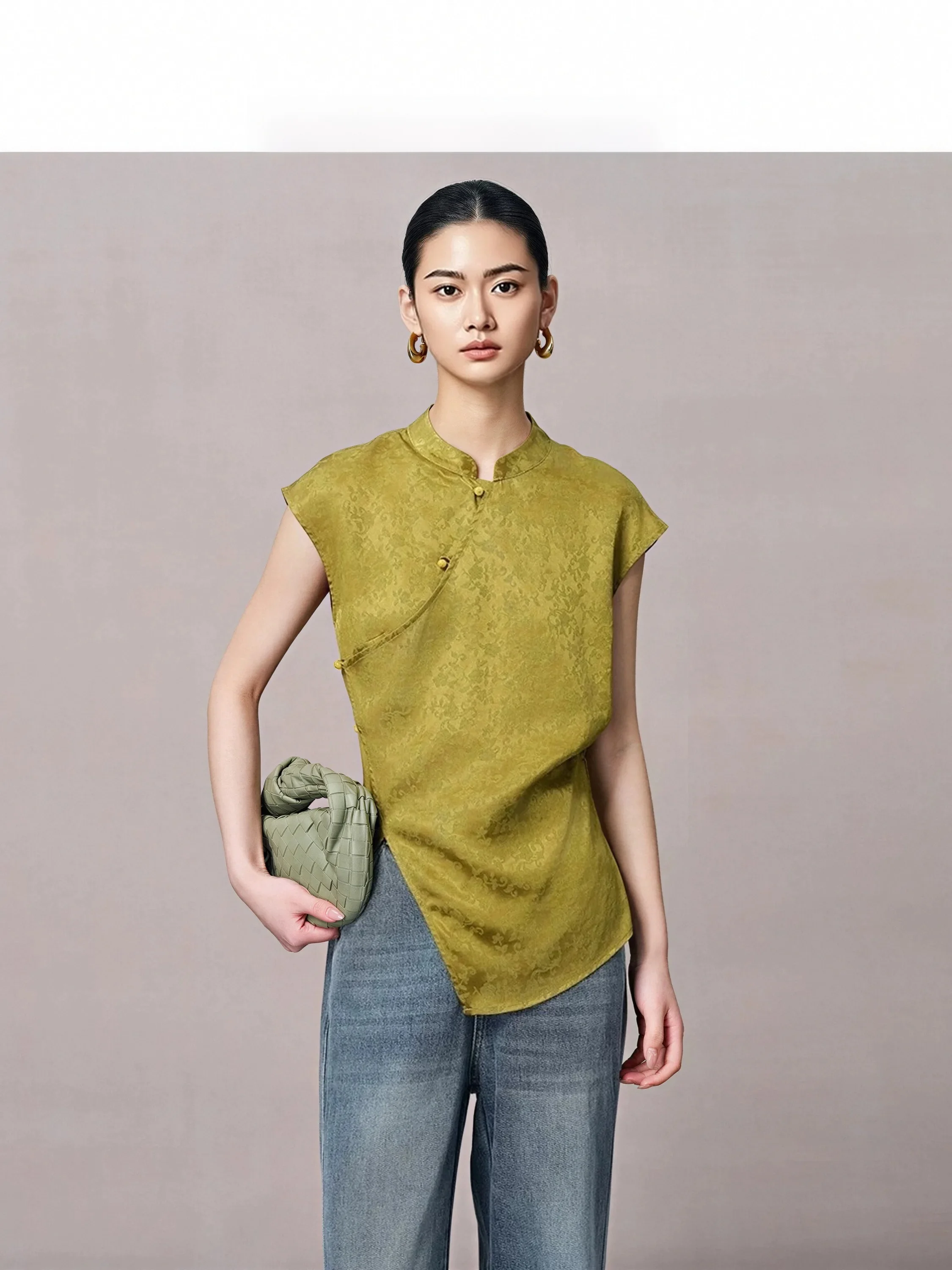 

Annibycn30 Momme Silk Xiangyun Silk New Chinese Style Embroidered Short Sleeve Shirt Women Summer National Wind Obli...
