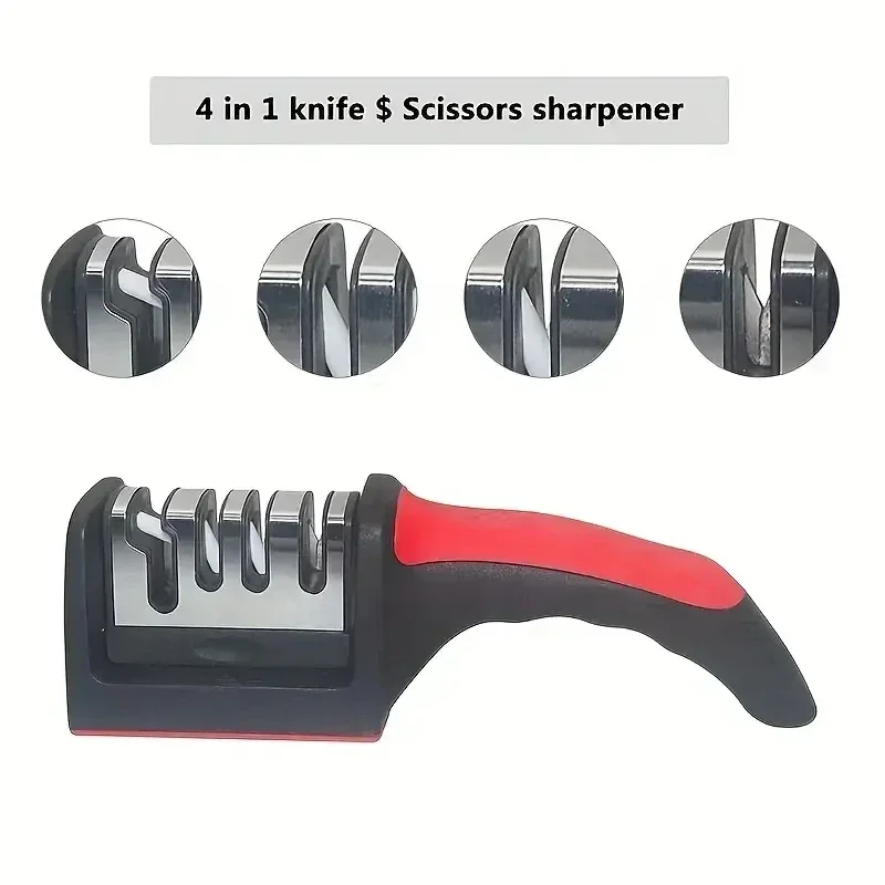 Affûteur de couteaux à 3 segments, pour couteaux de cuisine, pierre à aiguiser à trois usages en acier inoxydable pour outils de image 3