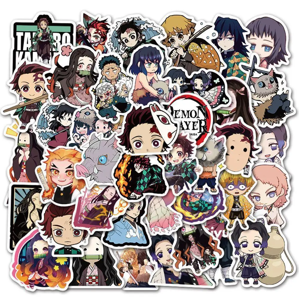 50/200pcs Various Demon Slayer Anime Stickers Waterproof Phone Case Kawaii Sticker Pack Cute Laptop Skin Aesthetic Sticker