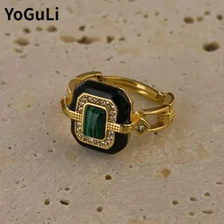Fashion Jewelry Vintage Temperament Stone Metallic Rings For Women 2024 Trend New Delicate Design Accessories