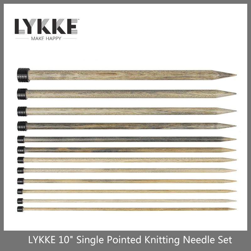 LYKKE – ensemble d'aiguilles à tricoter, pointues et droites, de 25cm (taille 3.5mm -12.0mm), 10 pouces