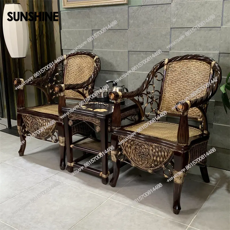 Living room, study, high-end single leisure chair, pure chair, tea table and chair