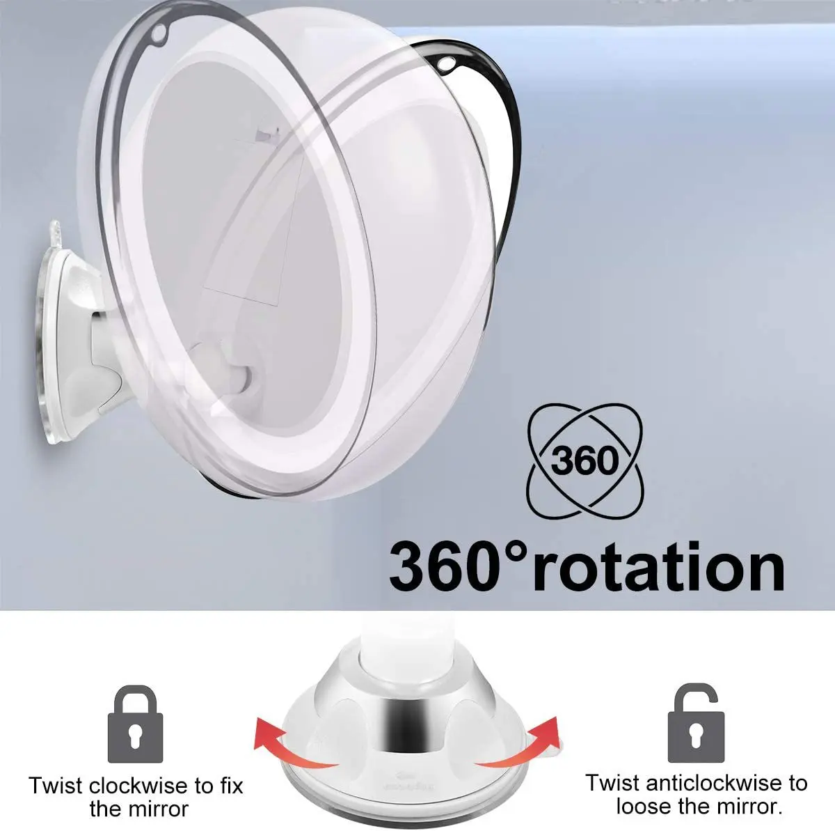 Miroir cosmétique 4.2 par LED rotatif à 360 °, miroir cosmétique à écran tactile 10X, miroir de commode portable aste par USB