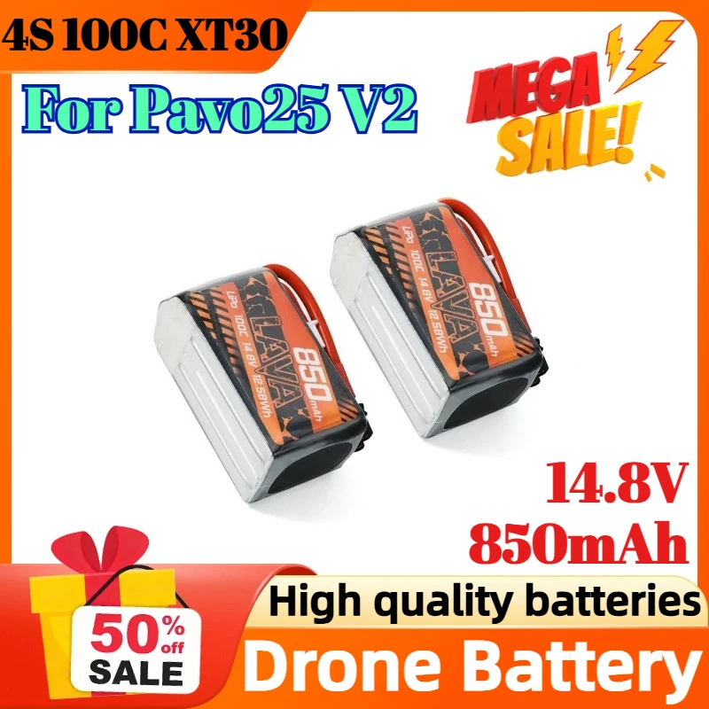 

4S 100C XT30 14.8V 850mAh LAVA Series LiPo Battery for Pavo25 V2 Drone Battery