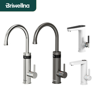 Briwellna Instant Hot Water Faucet Gunmetal Grey Electric Faucet For Kitchen 220V Flowing Heater Tap Electric Water Heater