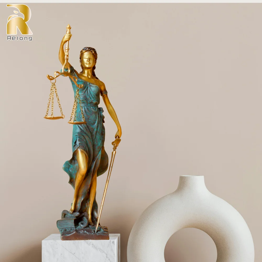 Lady Justice Statue Bronze Lady Justice Sculpture  Ancient Greece Myth Lawyer Sculpture For Home Office Decor Ornament Gifts