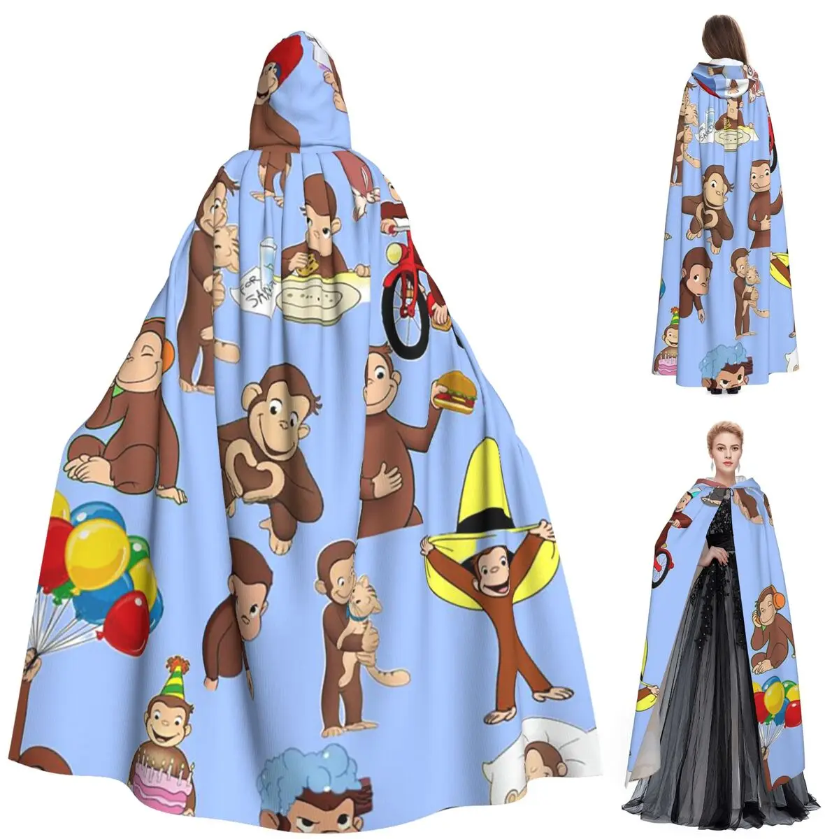 

Аниме Curious George Monkey длинный плащ с капюшоном ведьма средневековый костюм косплей накидка Хэллоуин вечеринка для взрослых унисекс