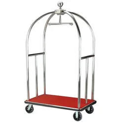 Heavy Duty Hotel Stainless Steel Bellman Luggage Trolley Cart Hotel Trolley