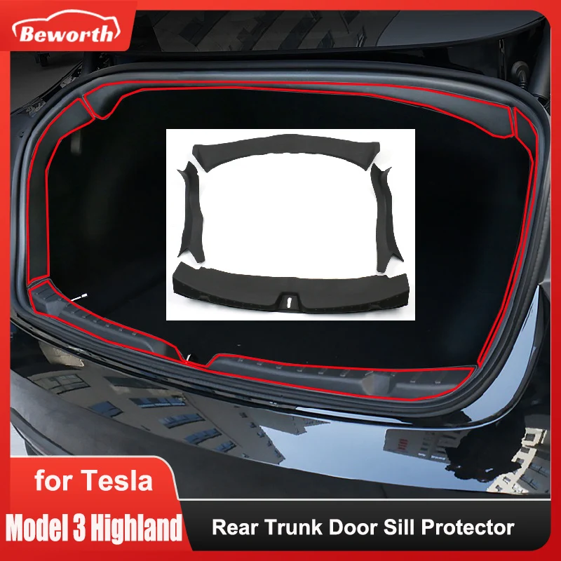 for Tesla Model 3 Highland 2024 Rear Trunk Door Sill Protector Cover Anti-scratch Guard Board TPE Protection New M3 Accessories