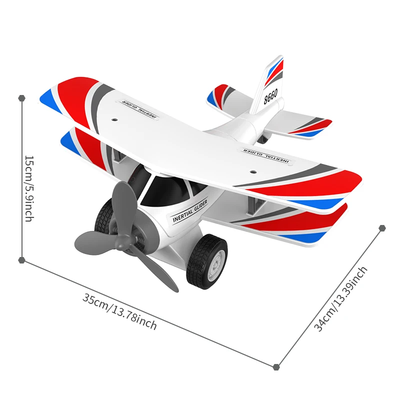 Children\'s toy biplane crash simulation toy puzzle model large inertia boy birthday toy gift