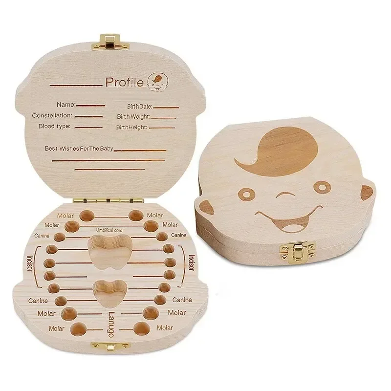 Kids Tooth Wood Box Organizer Deciduous Teeth Collecting Teeth Umbilical Cord Box Baby Keepsakes Wooden Baby Teeth Storage Box