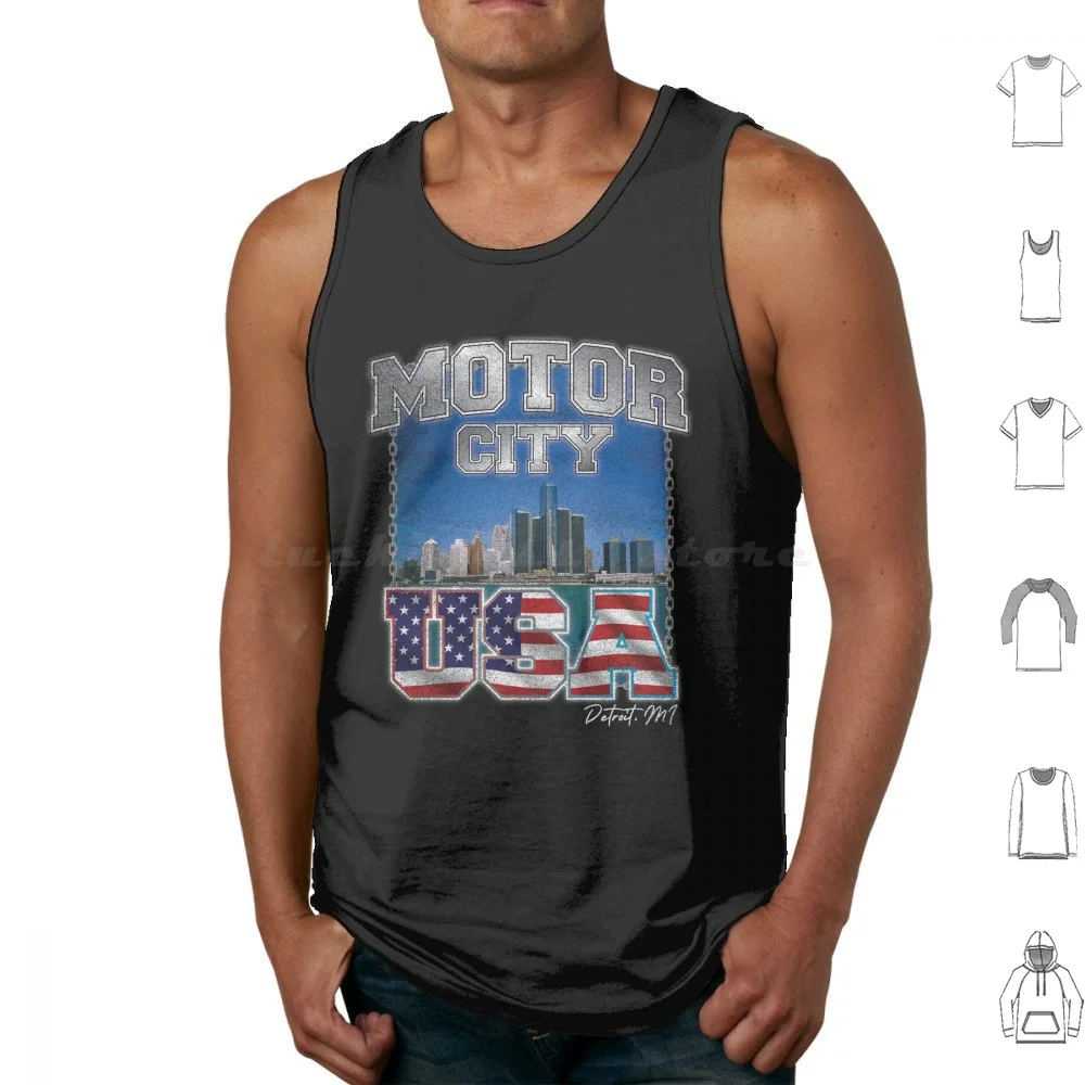Motor City , Usa Tank Tops Vest Sleeveless Detroit Motor City Throwback 80s 90s Retro Detroiters Motown Hockeytown