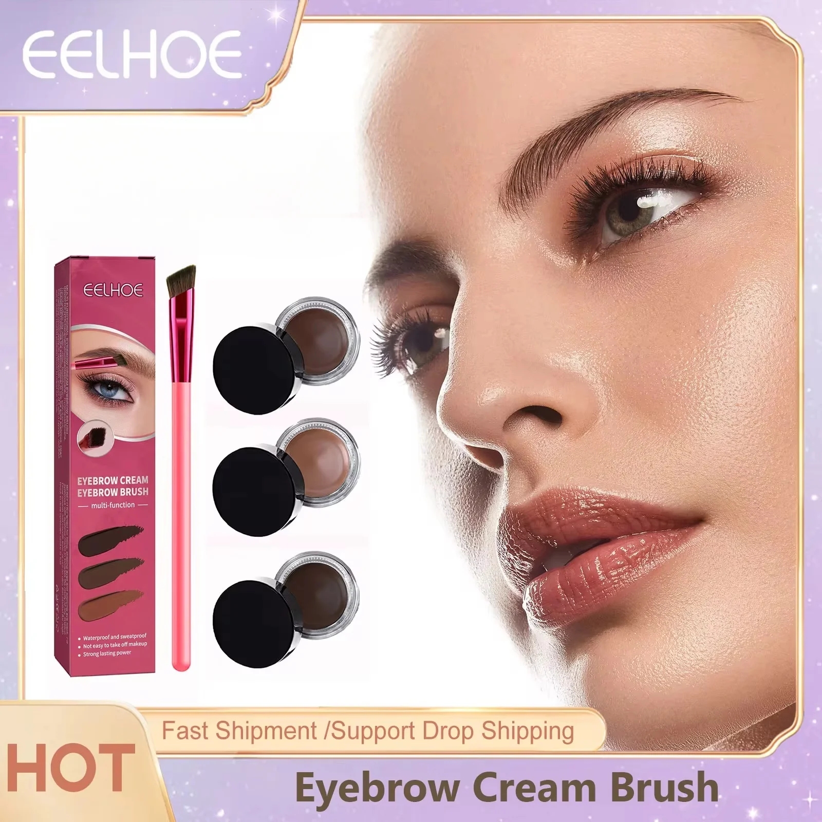 Multi-Function Eyebrow Brush Cream Brow Long Lasting Waterproof Square Eye Brow Shaping Natural Wild Eyebrow Gel Makeup Cosmetic