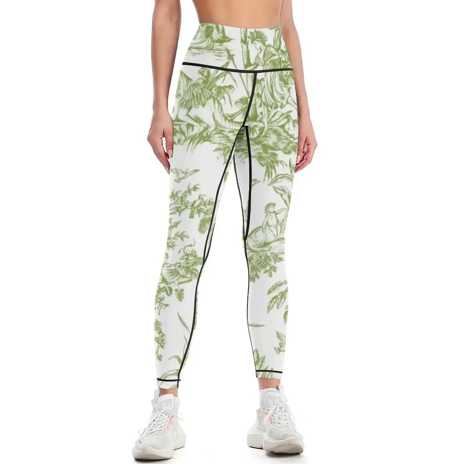 

Toile de jouy Green Leggings Women's fitness Pants sport legging pants raises butt gym top Womens Leggings