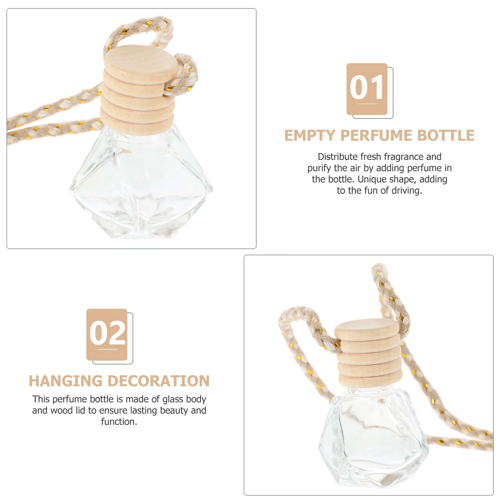 

10Pcs Glass Perfume Bottle Pendant Hanging Car Air Freshener Auto Home Office Decorative Ornament Hanging Diffuse Bottle